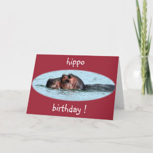 Carte rouge hippo anniversaire