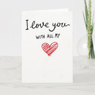 Carte Rouge Je T'Aime De Tout Mon Cœur