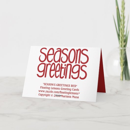 Carte rouge Joyeuses Fêtes (Dos)