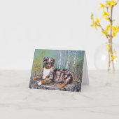 Carte Rouge Merle Aussie - Belle Fleur (Fleur jaune)