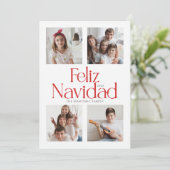 Carte rouge minimaliste Feliz Navidad (Debout devant)