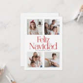 Carte rouge minimaliste Feliz Navidad (Devant/Arrière en situation)