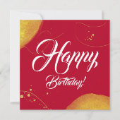 Carte Rouge minime moderne heureux anniversaire or plat (Devant)