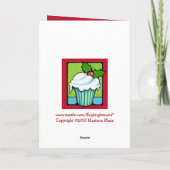 Carte rouge Noël Holly Cupcake (Dos)