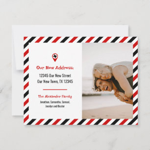 Carte Rouge & Noir Nous Avons Déménagé Striped Moving Ph