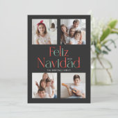 Carte rouge noire Feliz Navidad (Debout devant)