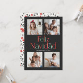 Carte rouge noire Feliz Navidad (Devant/Arrière en situation)