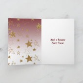 Carte Rouge Ombré Or Paillettes Étoiles Noël (Intérieur)