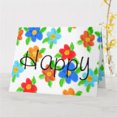 Carte Rouge orange et bleu (Fleur jaune)