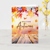 Carte Rouge Orange Naturelle Saison Automne (Fleur jaune)