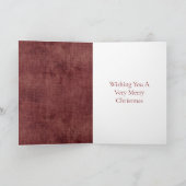 Carte Rouge profond Faux Lin (aspect lin) Fox Noël (Intérieur)