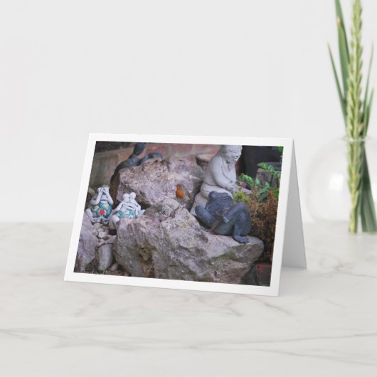 Carte Rouge Robin sur rocher (Devant)