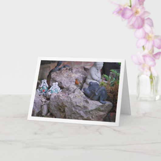 Carte Rouge Robin sur Rockery (Orchidée)