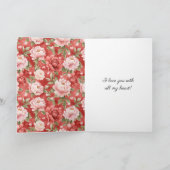 Carte Rouge romantique cœur rose floral Saint-Valentin (Intérieur)