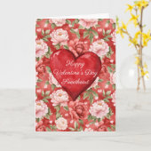 Carte Rouge romantique cœur rose floral Saint-Valentin (Fleur jaune)