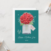 Carte Rouge rouge rustique Joyeux Fête des Mères (Devant/Arrière en situation)