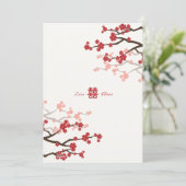 Carte Rouge Sakura Fleurs de cerisier Mariage chinois (Debout devant)