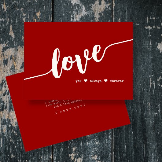 Carte Rouge Script "Love You Always Forever"