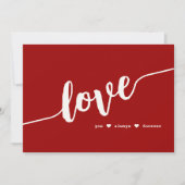 Carte Rouge Script "Love You Always Forever" (Devant)