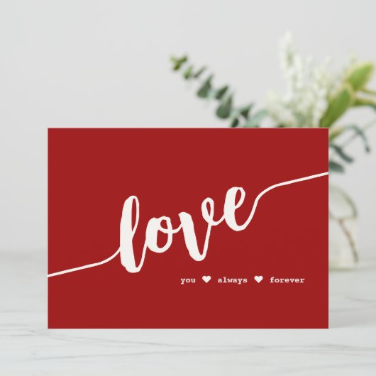 Carte Rouge Script "Love You Always Forever" (Debout devant)