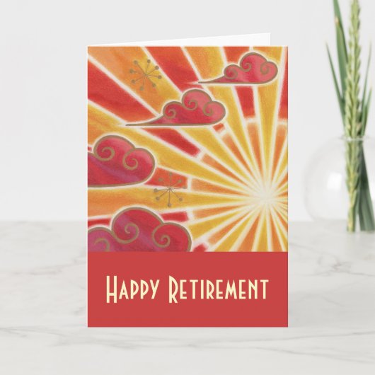 Carte rouge Sunset 'Happy Retirement' (Devant)