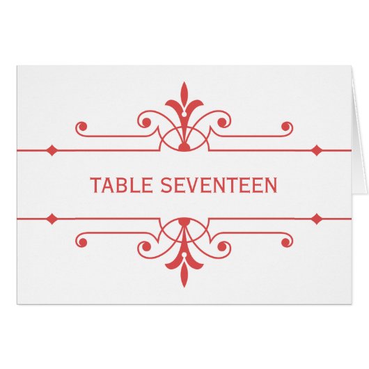 Carte rouge v2 Fancy Ornamial Table Numéro (Devant horizontal)