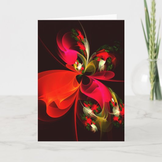 Carte Rouge Vert Floral Moderne Art Abstrait Motif #02 (Devant)
