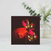 Carte Rouge Vert Floral Moderne Art Abstrait Motif #02 (Debout devant)