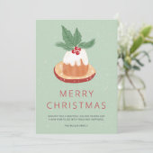 Carte Rouge vert mistletoe rustique Joyeux gâteau de Noë (Debout devant)
