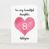 Carte rouge Watercolor Heart 8e anniversaire (Devant)