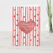 Carte Rouges Rayures & Cœurs Saint Valentin (Devant)