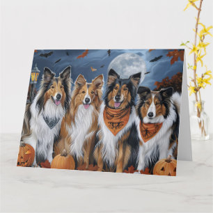Carte Rough Collie Halloween Effrayant
