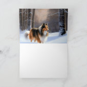 Carte Rough Collie Laisser Neige Noël (Intérieur)