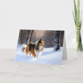 Carte Rough Collie Laisser Neige Noël (Devant)