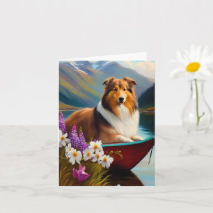 Carte Rough Collie sur une pagaie : Une aventure pittore