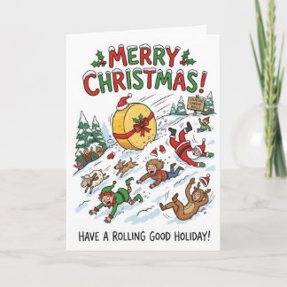 Carte Roulage de fromage de Noël amusant – Père Noël et