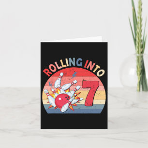 Carte Rouler Dans 7 Bowling Anniversaire 7 Année Enfants