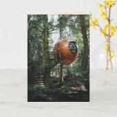 CARTE ROUND SPHERE TREEHOUSE ANNIVERSAIRE PETITE MAISON  (Fleur jaune)