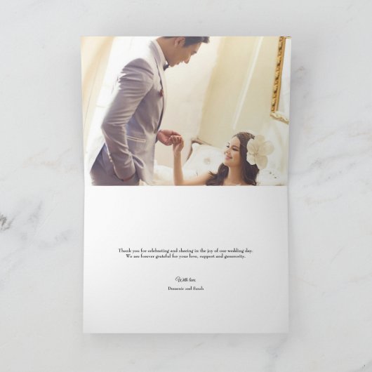 Carte Rousses mariages horizontales orange merci rustiqu (Intérieur)