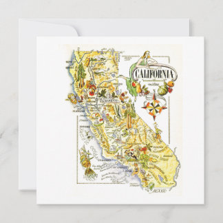 Carte Route de la Californie vintage USA