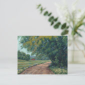 Carte Route pittoresque avec Grange Rouge et Arbres (Debout devant)