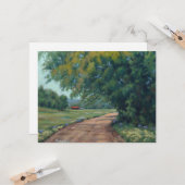 Carte Route pittoresque avec Grange Rouge et Arbres (Devant/Arrière en situation)