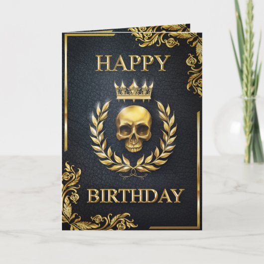 Carte Royal Black & Gold King of the Dead Birthday (Devant)