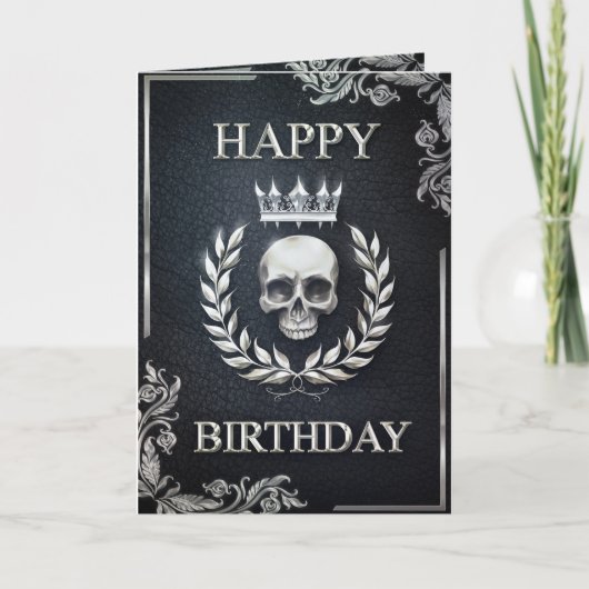Carte Royal Black & Silver King of the Dead Birthday (Devant)