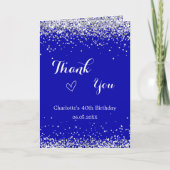 Carte Royal bleu argent photo anniversaire merci (Devant)