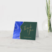 Carte Royal Blue Agate Emerald Green Merci Mariage (Devant)