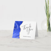 Carte Royal Blue Agate Gold Mariage Merci (Devant)