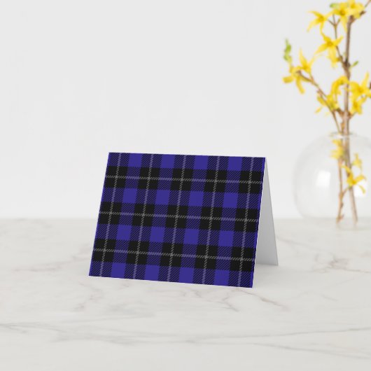 Carte Royal Blue Black Plaid (Fleur jaune)