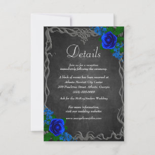 Carte Royal Blue Rose Chalk Board Détails du Mariage de