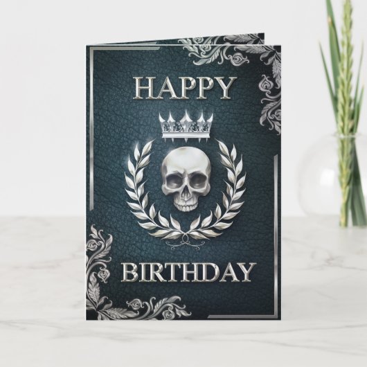 Carte Royal Cyan & Silver King of the Dead Birthday Card (Devant)